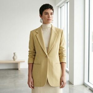 Vintage Votre Nom Paris Yellow Green Wool Cashmere Angora Blazer - Medium (2)